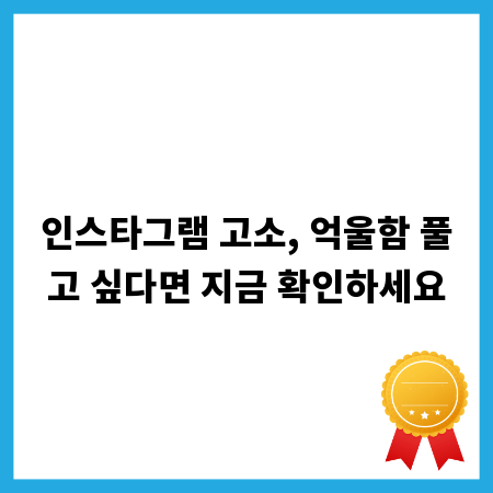 인스타그램 고소, 억울함 풀고 싶다면 지금 확인하세요