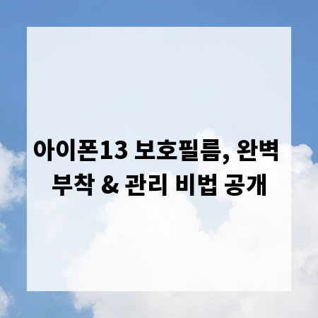 아이폰13 보호필름, 완벽 부착 & 관리 비법 공개