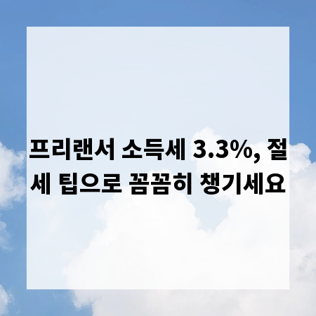 프리랜서 소득세 3.3%, 절세 팁으로 꼼꼼히 챙기세요