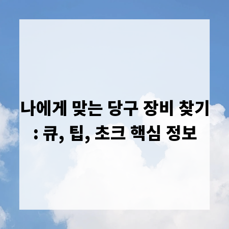 나에게 맞는 당구 장비 찾기: 큐, 팁, 초크 핵심 정보