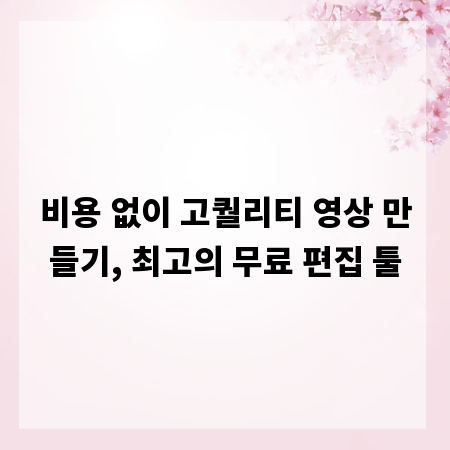 비용 없이 고퀄리티 영상 만들기, 최고의 무료 편집 툴