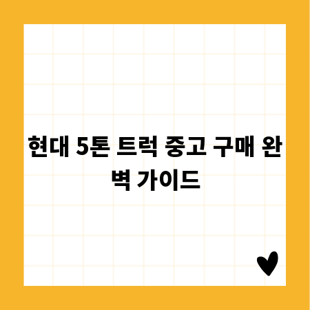 현대 5톤 트럭 중고 구매 완벽 가이드