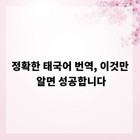 정확한 태국어 번역, 이것만 알면 성공합니다