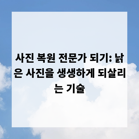 사진 복원 전문가 되기: 낡은 사진을 생생하게 되살리는 기술