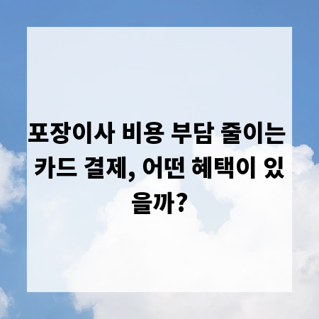 포장이사 비용 부담 줄이는 카드 결제, 어떤 혜택이 있을까?