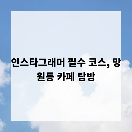 인스타그래머 필수 코스, 망원동 카페 탐방