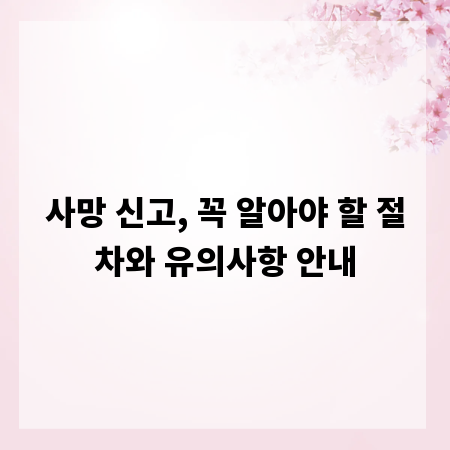 사망 신고, 꼭 알아야 할 절차와 유의사항 안내