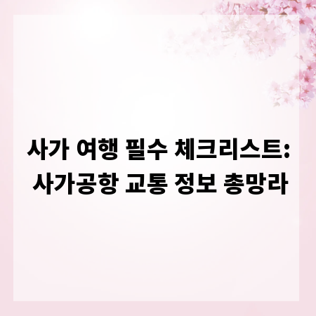 사가 여행 필수 체크리스트: 사가공항 교통 정보 총망라