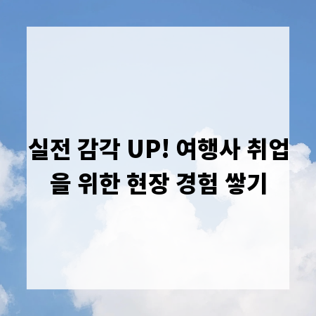 실전 감각 UP! 여행사 취업을 위한 현장 경험 쌓기