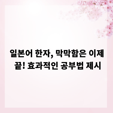 일본어 한자, 막막함은 이제 끝! 효과적인 공부법 제시