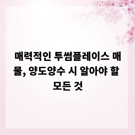 매력적인 투썸플레이스 매물, 양도양수 시 알아야 할 모든 것
