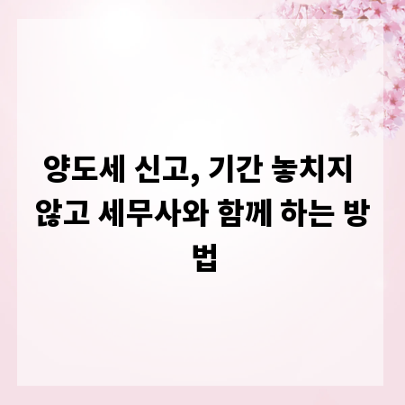 양도세 신고, 기간 놓치지 않고 세무사와 함께 하는 방법