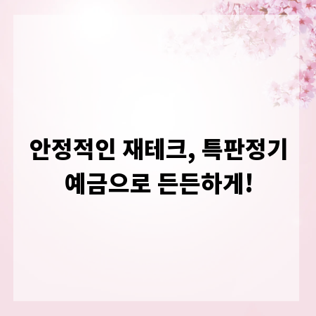 안정적인 재테크, 특판정기예금으로 든든하게!