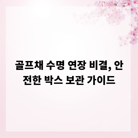 골프채 수명 연장 비결, 안전한 박스 보관 가이드