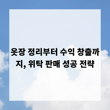 옷장 정리부터 수익 창출까지, 위탁 판매 성공 전략