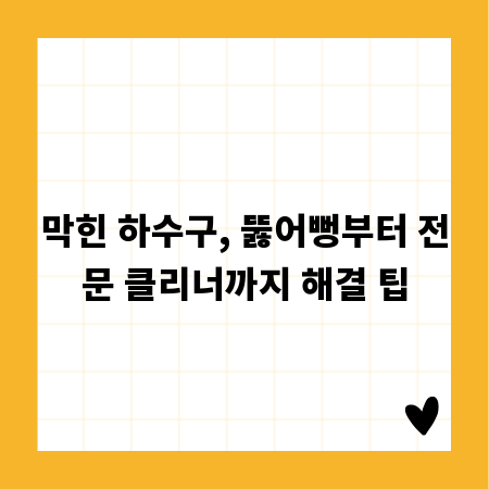 막힌 하수구, 뚫어뻥부터 전문 클리너까지 해결 팁