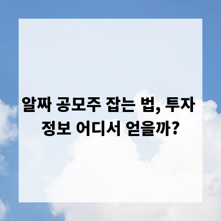 알짜 공모주 잡는 법, 투자 정보 어디서 얻을까?