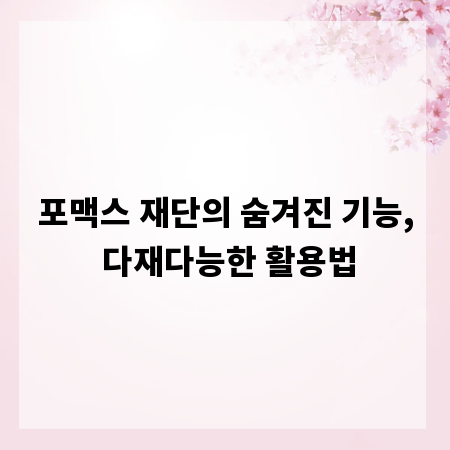 포맥스 재단의 숨겨진 기능, 다재다능한 활용법