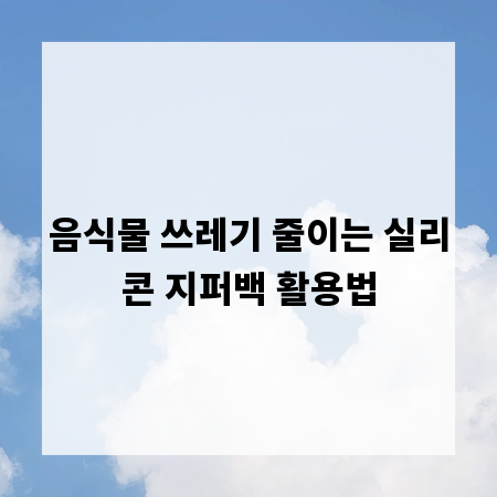 음식물 쓰레기 줄이는 실리콘 지퍼백 활용법