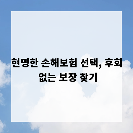 현명한 손해보험 선택, 후회 없는 보장 찾기