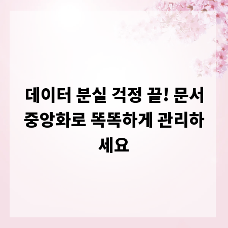 데이터 분실 걱정 끝! 문서중앙화로 똑똑하게 관리하세요