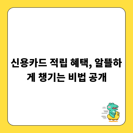 신용카드 적립 혜택, 알뜰하게 챙기는 비법 공개