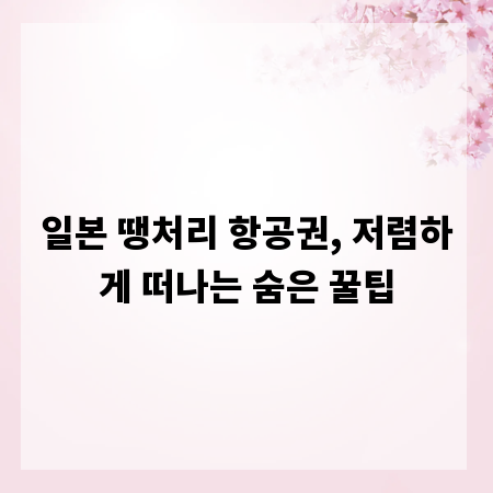 일본 땡처리 항공권, 저렴하게 떠나는 숨은 꿀팁