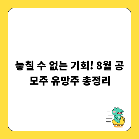 놓칠 수 없는 기회! 8월 공모주 유망주 총정리