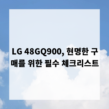 LG 48GQ900, 현명한 구매를 위한 필수 체크리스트
