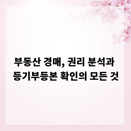 부동산 경매, 권리 분석과 등기부등본 확인의 모든 것
