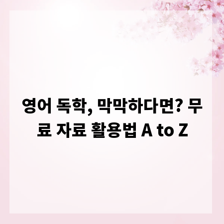 영어 독학, 막막하다면? 무료 자료 활용법 A to Z
