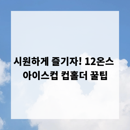 시원하게 즐기자! 12온스 아이스컵 컵홀더 꿀팁