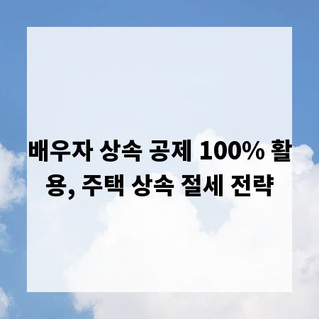 배우자 상속 공제 100% 활용, 주택 상속 절세 전략