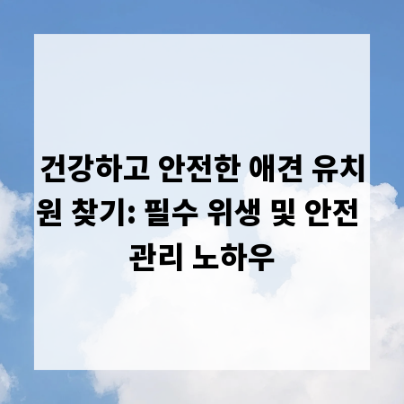 건강하고 안전한 애견 유치원 찾기: 필수 위생 및 안전 관리 노하우