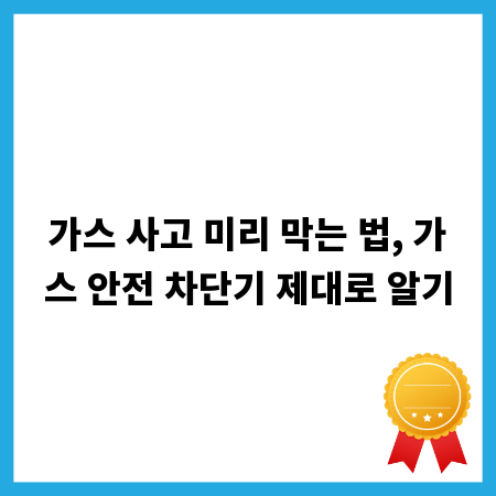 가스 사고 미리 막는 법, 가스 안전 차단기 제대로 알기