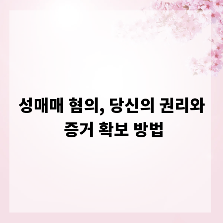 성매매 혐의, 당신의 권리와 증거 확보 방법