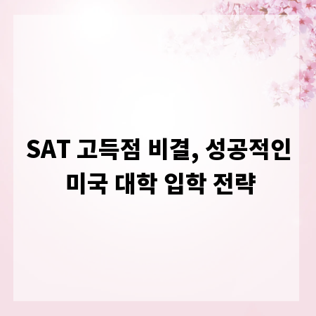 SAT 고득점 비결, 성공적인 미국 대학 입학 전략