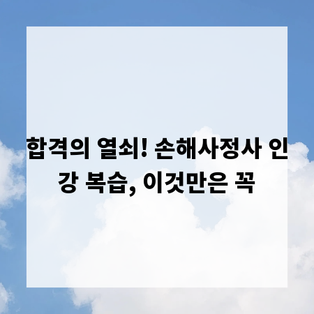 합격의 열쇠! 손해사정사 인강 복습, 이것만은 꼭