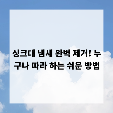 싱크대 냄새 완벽 제거! 누구나 따라 하는 쉬운 방법