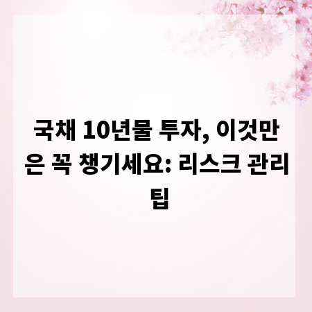 국채 10년물 투자, 이것만은 꼭 챙기세요: 리스크 관리 팁