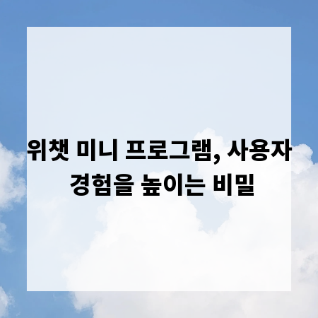 위챗 미니 프로그램, 사용자 경험을 높이는 비밀