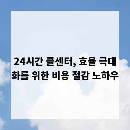 24시간 콜센터, 효율 극대화를 위한 비용 절감 노하우