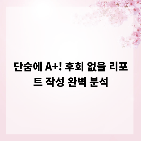 단숨에 A+! 후회 없을 리포트 작성 완벽 분석
