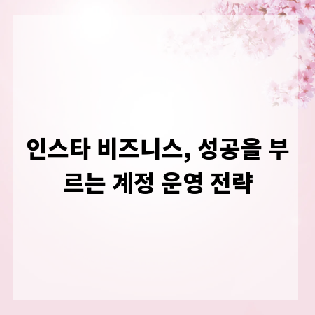 인스타 비즈니스, 성공을 부르는 계정 운영 전략