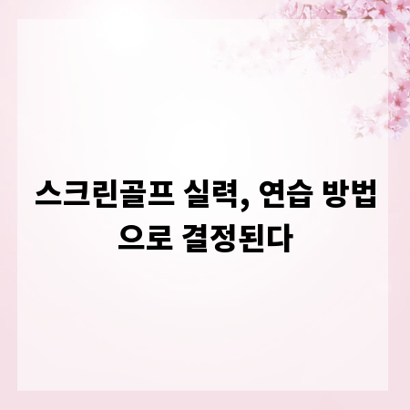 스크린골프 실력, 연습 방법으로 결정된다