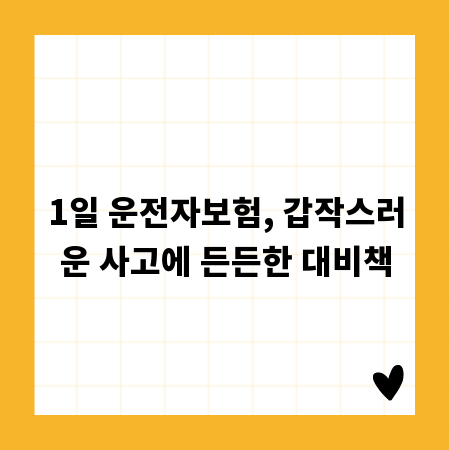 1일 운전자보험, 갑작스러운 사고에 든든한 대비책