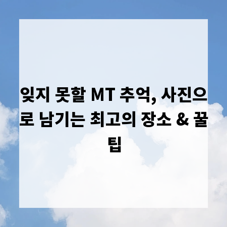 잊지 못할 MT 추억, 사진으로 남기는 최고의 장소 & 꿀팁