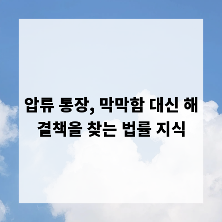 압류 통장, 막막함 대신 해결책을 찾는 법률 지식