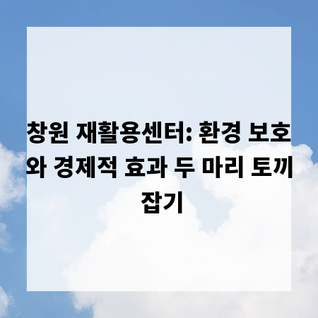 창원 재활용센터: 환경 보호와 경제적 효과 두 마리 토끼 잡기