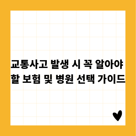 교통사고 발생 시 꼭 알아야 할 보험 및 병원 선택 가이드